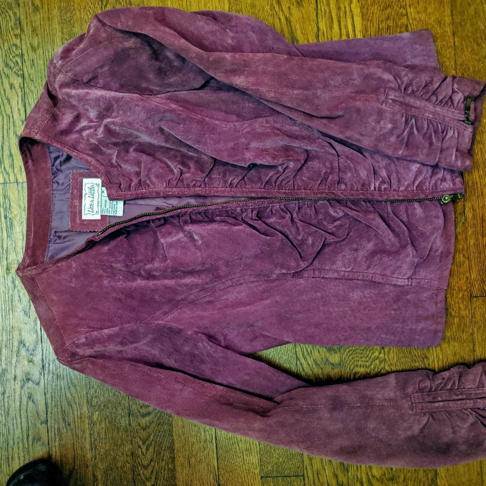 Purple suede genuine leather